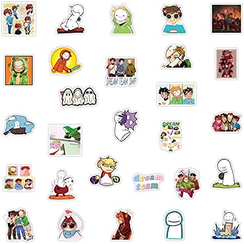 Dream SMP Sticker for Teen Skateboard, Cool Waterproof Game Decal for Kids Water Bottle, Laptop, Phone, Travel Case, Bike, Guitar 50pcs Pack