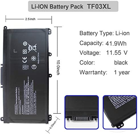 TF03XL TF03041XL Laptop Battery Compatible with HP Pavilion 15-CC023CL 15-CC050WM 15-CC563ST 17-AR050WM 15-CC 15-CD 14-BF 14-BK 14-BP Series 920046-421 920046-121 HSTNN-LB7X HSTNN-IB7Y HSTNN-LB7J