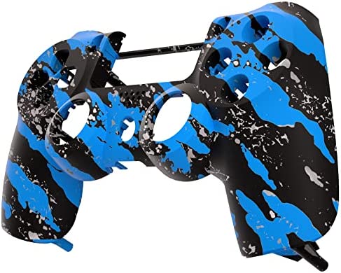 eXtremeRate Blue Coating Splash Patterned Custom Faceplate Cover, Replacement Front Housing Shell Case Compatible with ps4 Slim Pro Controller JDM-040/050/055 - Controller NOT Included