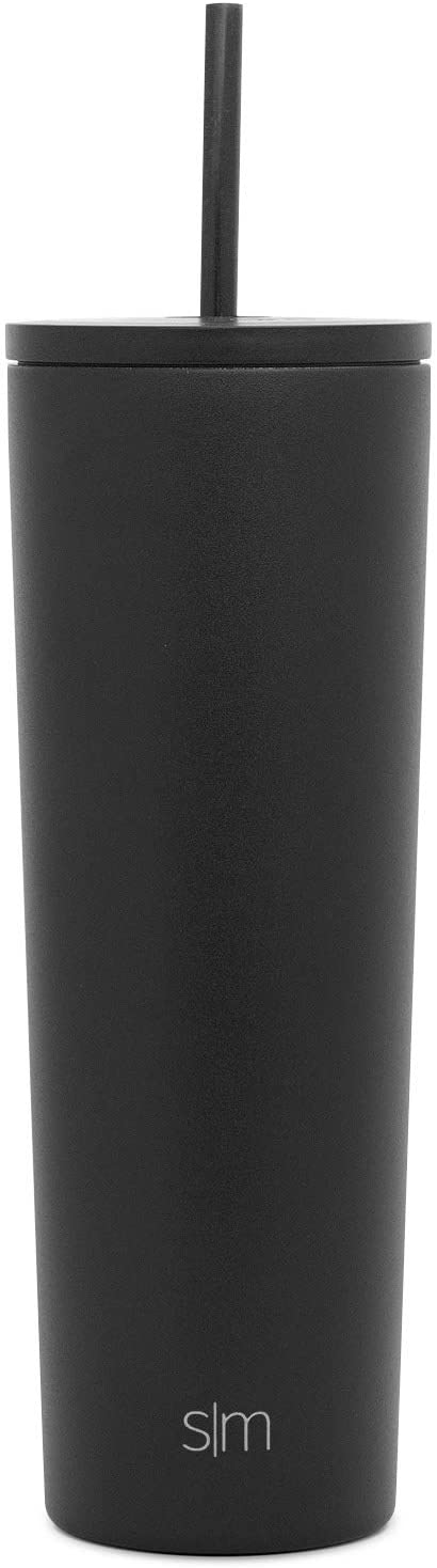 Simple Modern Insulated Tumbler Cup with Flip Lid and Straw Lid | Reusable Stainless Steel Water Bottle Iced Coffee Travel Mug | Classic Collection | 28oz (830ml) - Midnight Black