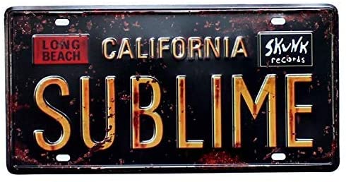 Funny Sign Sublime California Vintage Metal Tin Sign Wall Sign Plaque Poster for Home Cafe Bar Pub, Car Vehicle License Plate Souvenir 6x12 inch