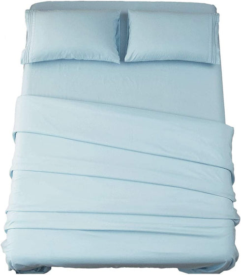 SONORO KATE Bed Sheet Set Super Soft Microfiber 1800 Thread Count Luxury Egyptian Sheets 16-Inch Deep Pocket?Wrinkle -3 Piece (Spa Blue, Twin XL)