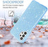 GUAGUA Compatible with Samsung Galaxy A32 Case 5G Glitter Sparkle Bling Shiny Hybrid Cover for Girls Women with Extra Finger Ring Kickstand Shockproof Protective Phone Case for Samsung A32 Blue