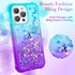 Ruky Case Compatible with iPhone 13 Pro Max, Full Body Glitter Liquid Cover with Built-in Screen Protector Soft TPU Shockproof Protective Girls Women Phone Case for iPhone 13 Pro Max, Teal Purple