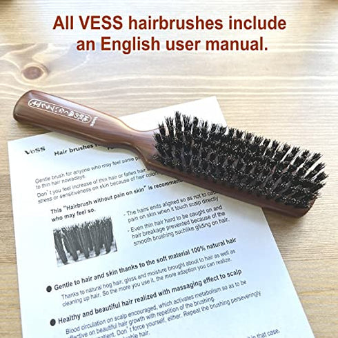 Thin Hair Brush without pain on skin : For anyone who may have trouble with thin hair .Specialized hair brush with soft hog hair for glossing your hair and preventing hair breakage. (For Brushing…)