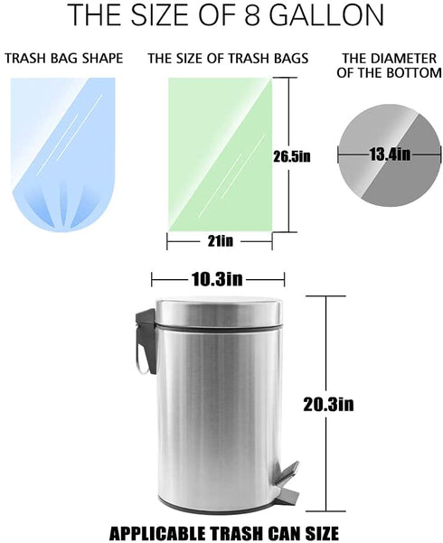 330 Counts Strong Trash Bags Garbage Bags by Teivio, Bathroom Trash Can Bin Liners, Small Plastic Bags for home office kitchen (Multicolor, 8 Gallon)
