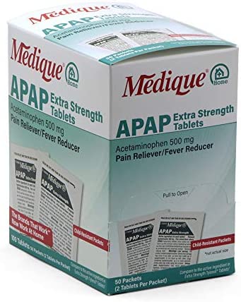 Medique @ Home 70433 Extra Strength APAP Tablets, Non-Aspirin, 100-Count