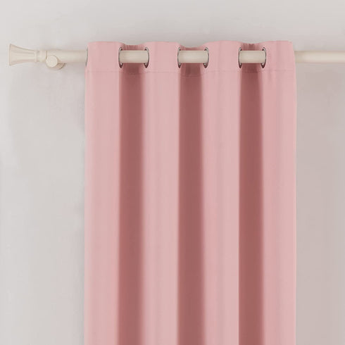 DAIMEIEN Window Treatment Panels Thermal Insulated Solid Grommet Blackout Curtains/Drapes with Tiebacks for Living Room (A Pair,W 52 x L 63 inches, Pink)