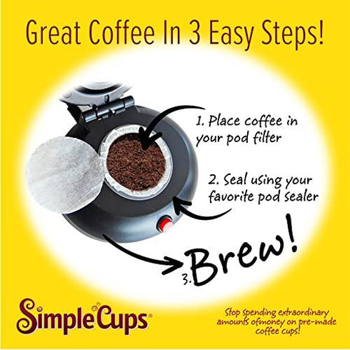 Coffee Pod Replacement Filters for Coffee Pod Brewers - Make Your Own Disposable Pods - 200 Pack By Simple Cups