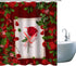 Floral Shower Curtains Red Rose with Green Leaves, Washable Cloth Fabric Bathroom Decor Set with Hooks, 71X 71 Inches, Red
