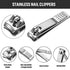 12 Pieces Stainless Steel Nail Clipper Bulk Pack Set Silver Nail Cutter Fingernails and Toenail Clipper Cutter for Women Men