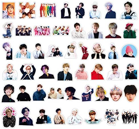 BTS Cute Kpop Stickers for Laptop 50pcs Teens Water Bottles Phone Notebook Scrapbook Car Computer Luggage Guitar Waterproof Decals