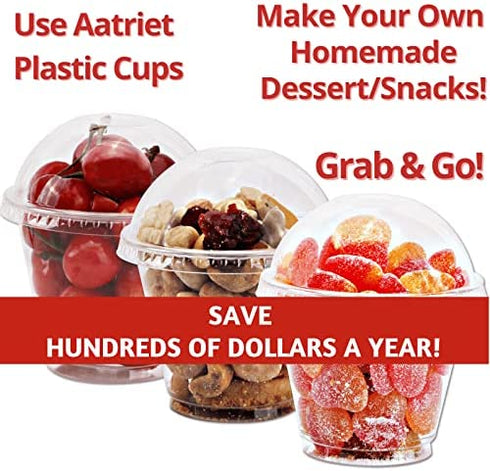 9 oz Clear Plastic Cups with Lids (NO HOLE), 30 Sets Fruit Cups with Lids for Party, Disposable Parfait Cups with Dome Lids, Dessert Cups for Pudding, Cake, Ice Cream, Cupcake, Snacks