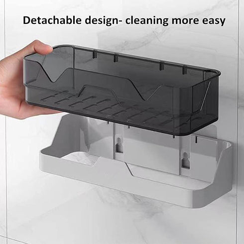 Shower Caddy Wall Mounted 2 Pack Bathroom Organizer Shelves Adhesive Hooks 2PCS (+2PCS Backup), Shower Organiser Corner Bathtub Storage Basket Rack Shelf Bath Holder No Drilling Kitchen Spice Rack
