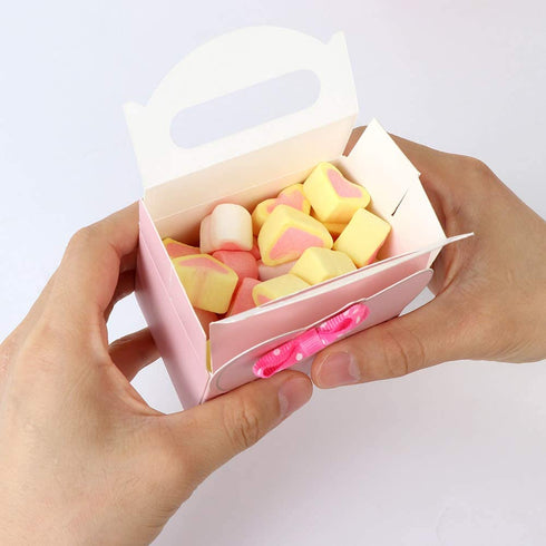 OurWarm 50pcs Cute Elephant Baby Shower Favor Boxes, 3D Large Baby Girl Gift Candy Boxes with Pink Bowtie for Baby Shower Party Supplies Baby Girls Birthday Decorations (Pink)