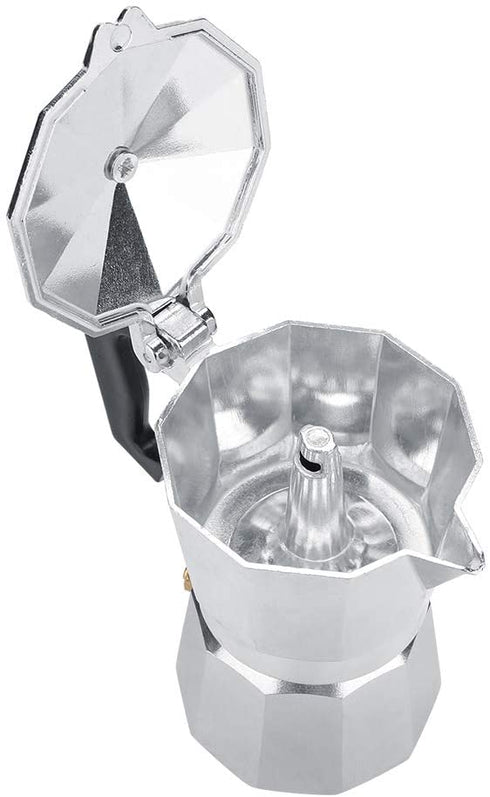 Stovetop Espresso Maker Moka Pot Italian Espresso Greca Coffee Maker 2 Cup 100ml Aluminum Stove Top Coffee Home Office Use Gift for Friends for Italian Espresso Cappuccino Latte Silver