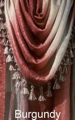 Achim Home Furnishings Ombre Tie up Shade Window Curtain, 50 in x 63 in, Burgundy