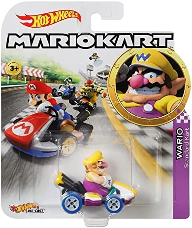 Hot Wheels Mario Kart Wario Die-Cast Character Car 1:64 Scale, Purple