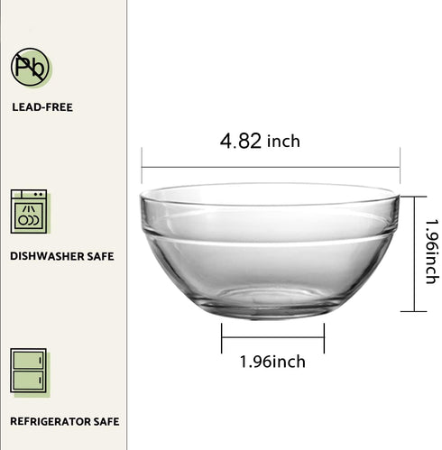 5 Inch Small Glass Bowls 12 Pack,WERTIOO Food Prep Bowl Glass Tiny Ramekins for Kitchen Dessert, Dips, and Candy Dishes Nut