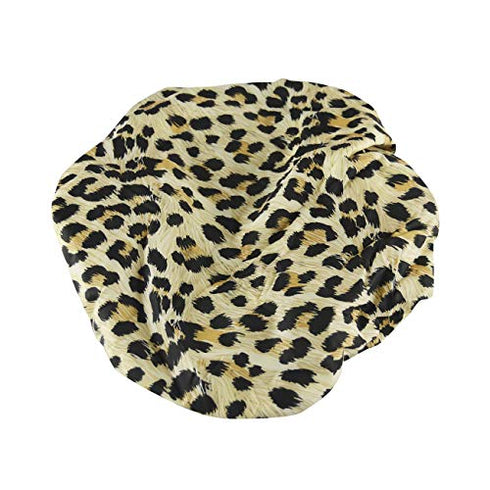 Reusable Nylon Shower Cap & Bath Cap, Reversible Oversized Waterproof Shower Caps Large Designed for all Hair Lengths w Terry Lining & Elastic Band Stretch Hem Hair Hat - Socialite Safari Spots