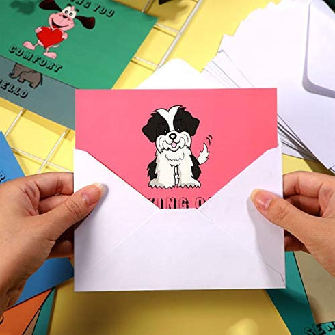 30 Pieces Cards Cute Animal Cards Thinking of You Greeting Cards Assortment, Miss You Cards with Envelopes Friendship Blank Greeting Cards for All Occasions, 10 Designs (Animal Style)
