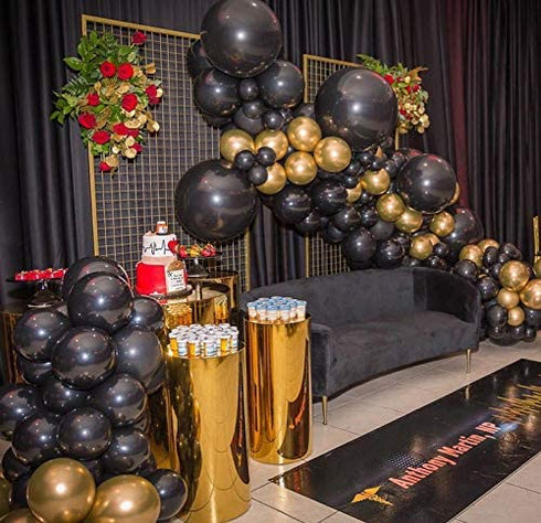 Oopat DIY Black and Gold Balloon Garland Arch Kit for 50th 60th Birthday Thanksgiving New Year Retirements Graduation Anniversary Party Backdrop Decoration