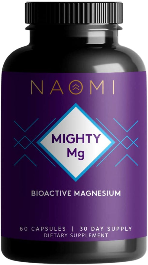 NAOMI Mighty Mg Magnesium Supplement for Heart Health, Strong Bones and Balanced Mood- BioActive Magnesium Bisglycinate 360mg - 60 Magnesium Capsules