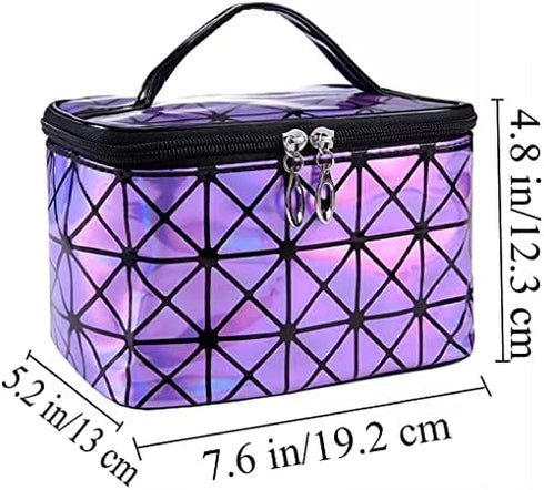 UBMSA Makeup Bag,Travel Bag Essentials with Mirror for Women Girls Gifts,Cosmetics Bag Case Storage,Travel Size Toiletries for Brush Jewelry Organizer Accessories (Purple)