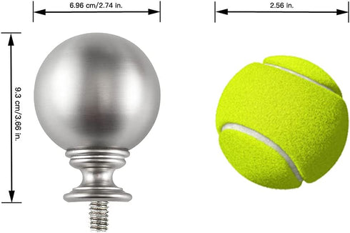 Wayolte Round Curtain Rod Finials for 1 or 7/8 Inch with 1/4 - 20 UNC Screws Curtain Rods, Set of Two, Brushed Nickel