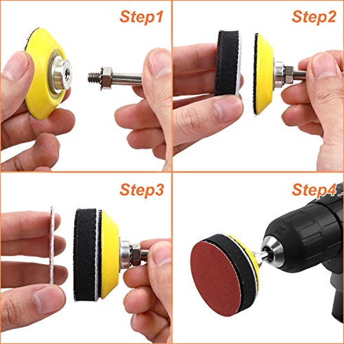 HongWay 300pcs 2 Inches Sanding Discs Pad Kit for Drill Sanding Grinder Rotary Tools with Backer Plate Shank and Soft Foam Buffering Pad, Sandpapers Includes 60-3000 Grit