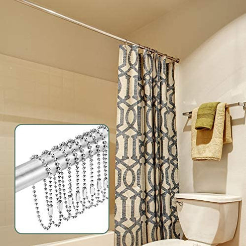 WILLBOND 150 Pieces Shower Curtain Hooks Bathroom Shower Curtain Rings Chain Keychain Ball Key Rings, 6 Inch (Silver)