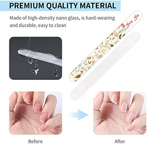 4 Pack Crystal Glass Nail File with Case, Senignol Flowers Nano Glass Nail Shine Buffers Polisher for Professional Manicure Nail Care Fingernail File for Salon &Home Natural Nail Art Use