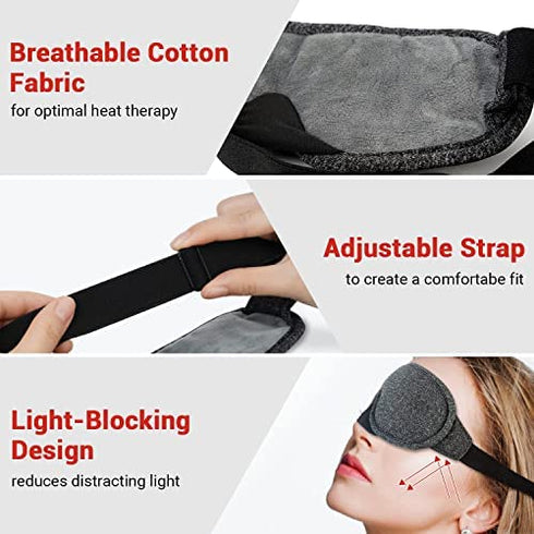 DR.PREPARE Heated Eye Mask, USB Eye Mask for Dry Eyes with Temperature & Timer Control, Earplugs, Warm Eye Compress Heating Pad for Sleep, Dry Eyes, Blepharitis, Dark Circles, MGD and Puffy Eyes