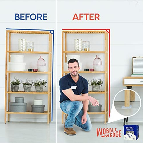 WOBBLE WEDGES Rigid Plastic Shims, 30 Pack - Made in USA - Multi-Purpose Shim Wedges for Home Improvement & Work - Plastic Wedge Furniture Levelers, Table & Toilet Shims, Leveling Feet - Translucent