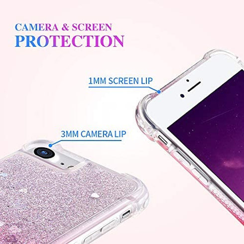 Ruky iPhone 6 6S 7 8 Case, iPhone SE 2020 Case, Glitter Gradient Quicksand Series Bling Liquid Floating TPU Bumper Cushion Protective Girls Women Phone Case for iPhone SE 2022 4.7", Gradient Pink