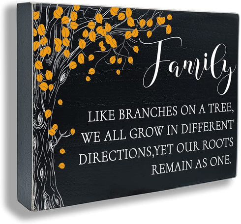 Maoerzai Inspirational Family Thankful Signs for Home Wall Decor Plaque,Rustic Wooden Box Wall Art Family Rules Sign,Modern Farmhouse Bedroom Living Room Office Tabletop Decor Sign with Sayings.