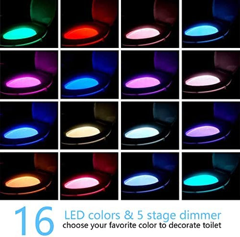 2 Pack Rechargeable Toilet Night Lights, 16-Color Motion Detection Bathroom Bowl Light, Novelty Cool Funny Birthday Gag Stocking Stuffer Gadget Gifts Idea for Adult Kids Men Father Dad Boys Toddlers