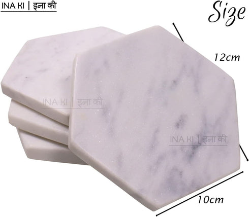 INA KI Natural Marble and Stone Coaster With Anti-Skid Cork Bottom (For home, Kitchen, Bath & Spa)