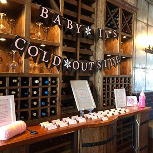 Baby It's Cold Outside Banner - Baby Its Cold Outside Baby Shower Decorations Christmas Snowflake Winter Holiday Home Decor Garland Winter Party Decorations First Birthday Party Photo Props