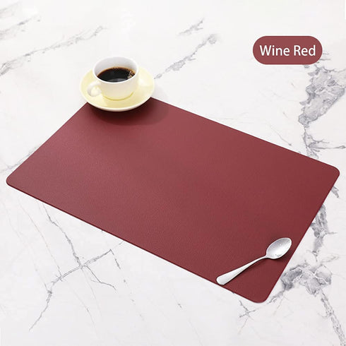 GabrielModu Placemats,Washable Table Mats for Dining Table,Waterproof Durable Reusable Non-Slip Heat-Resistant Stain- Resistant PVC Mats Kitchen,Easy Clean Wipeable Place Mat Set of 4, Wine Red