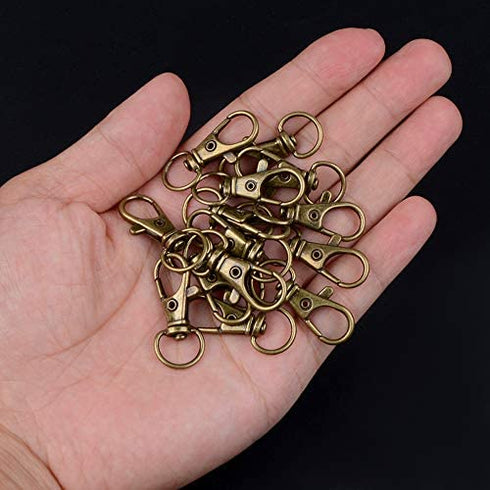 100PCS Keychain Hooks with Key Rings, Metal Swivel Lobster Claw Clasps, for Keychain Clip Lanyard, Jewelry Making, Crafts (Green Bronze)