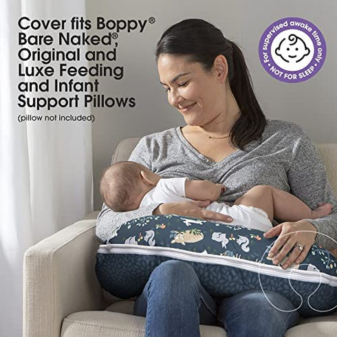 Boppy Nursing Pillow Cover—Premium | Blue Forest Friends | Soft, Quick-Dry Microfiber Fabric| Fits Bare Naked, Original and Luxe Breastfeeding Pillow | Awake Time Only