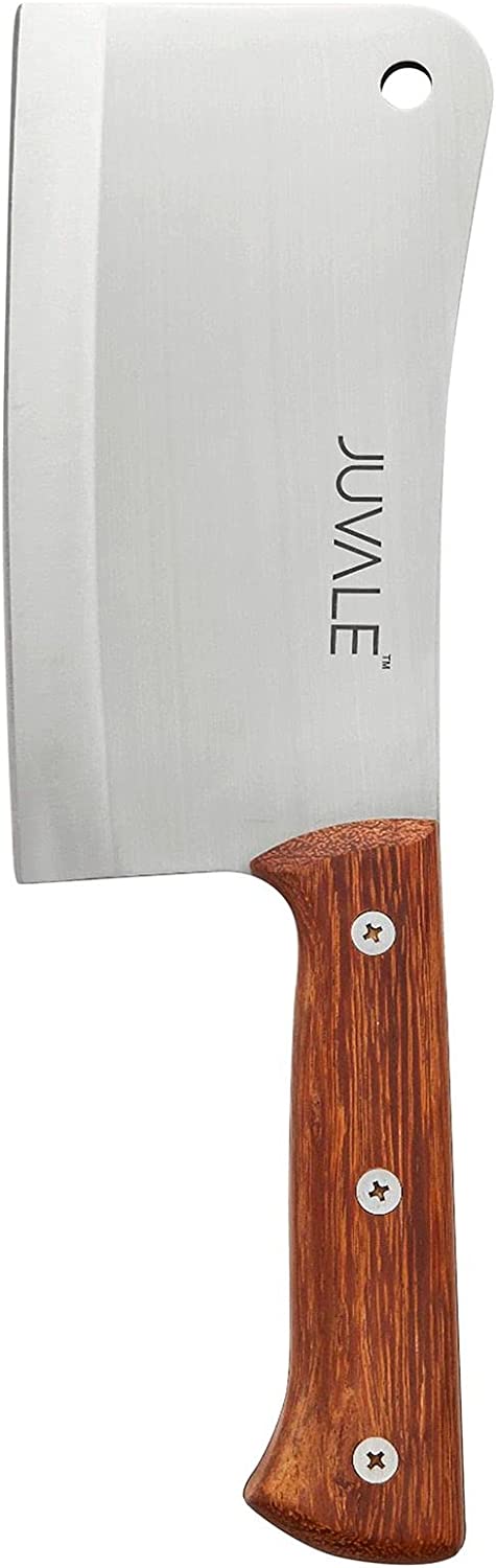 Meat Cleaver, Heavy Duty Butcher Bone Knife with Solid Wood Handle (Stainless Steel, 8 inch)