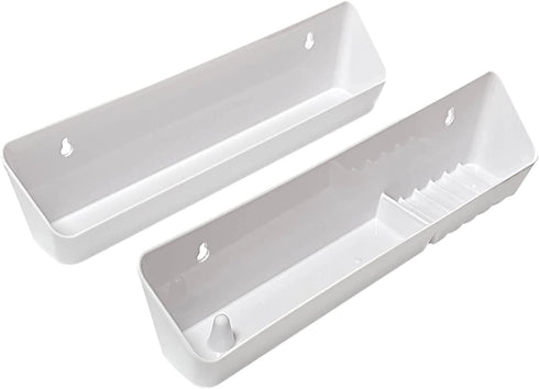 Aiwaiufu Kitchen Sink Front Trays Tip Out Tray Set 14 Inch Polymer Plastic White (2 Pack)