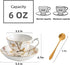 ROMANCE DAYS 3 Piece Porcelain Tea Cup and Saucer Set with Spoon Vintage Coffee Cup Set Flower Tea cup with gold Trim?6oz(brown)