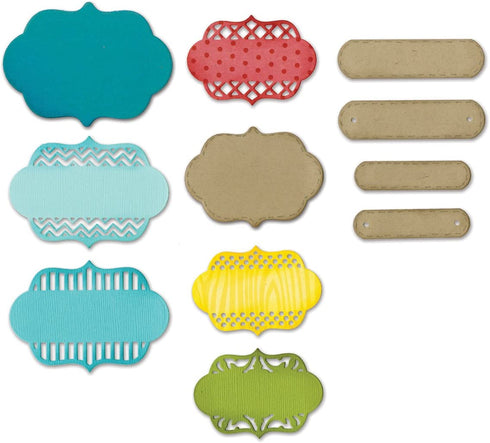 Sizzix Thinlits Dies, Ornate Labels, 12/Pack