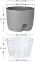 Vanavazon 6 Inch Self Watering Planter Pots for Indoor Plants, 3 Pack African Violet Pots with Wick Rope-Grey