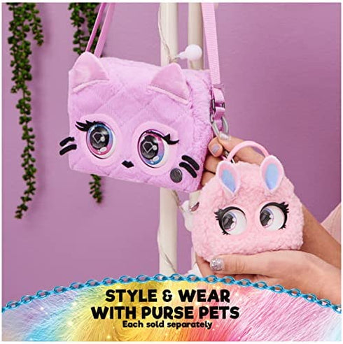 Purse Pets Micros, Fuzzy Bunny BB Stylish Small Purse with Eye Roll Feature, Kids Toys for Girls Aged 5 and Up