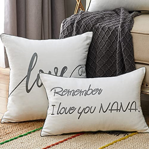 Sanmetex Nana Gifts from Grandkids, Nana Birthday Gifts, Nana Ideas with Remember I Love You Nana Quote Lumbar Pillow Cover 12x20 Inch.