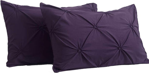 Raytrue-X Ultra Soft Pillow Cases Standard Size, Purple Pillow Shams Set of 2, Decorative Pillow Covers with Pinch Pleated Design 20x26 inches